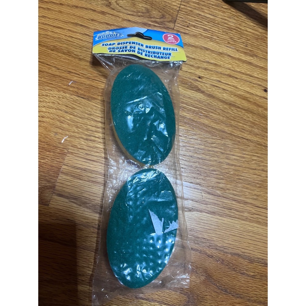 Scrub Buddies Soap Dispenser Brush Refill 2 Pack Green Scouring Sponge Kitchen
